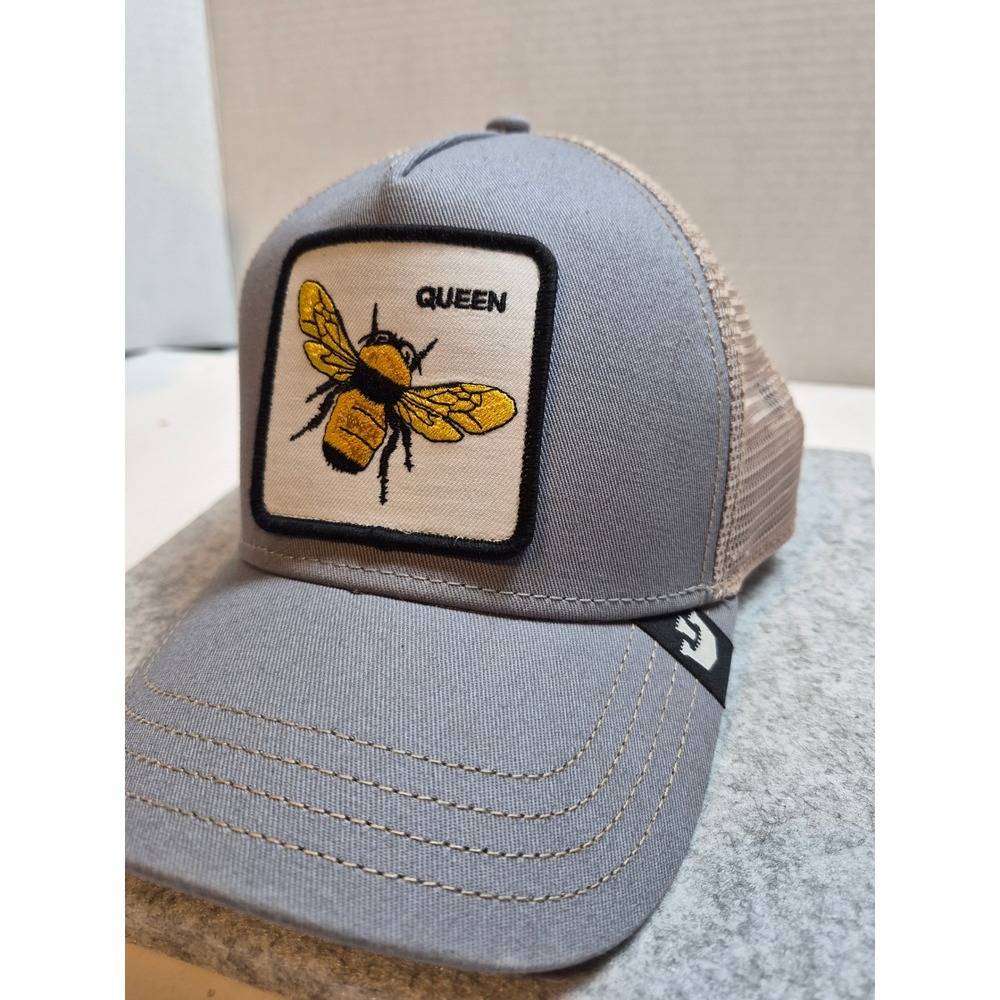 Goorin Bros The Farm Queen Bee Trucker Hat Gray Tan Mesh Snapback Cap - Picture 11 of 15